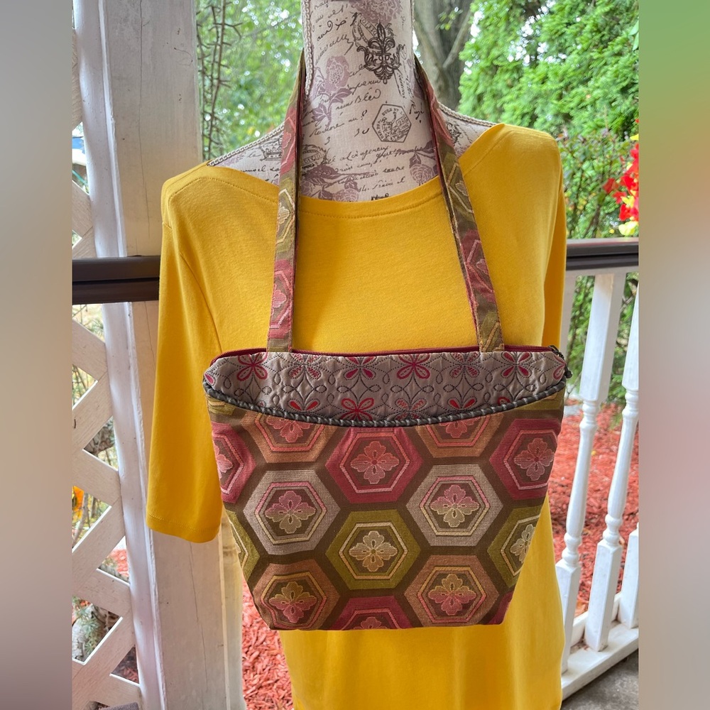 Maruca Boho Handmade Shoulder Bag~Boulder,co~Floral Golden Hexagon Bohemian - Picture 3 of 17